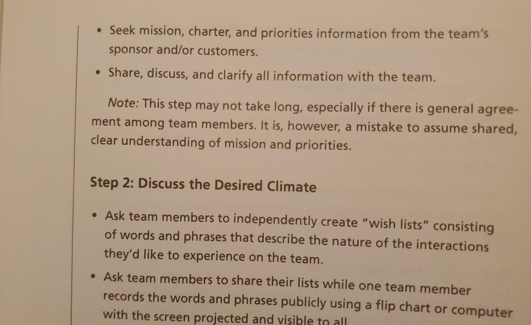 Develop your own Team Agreement as shared in an