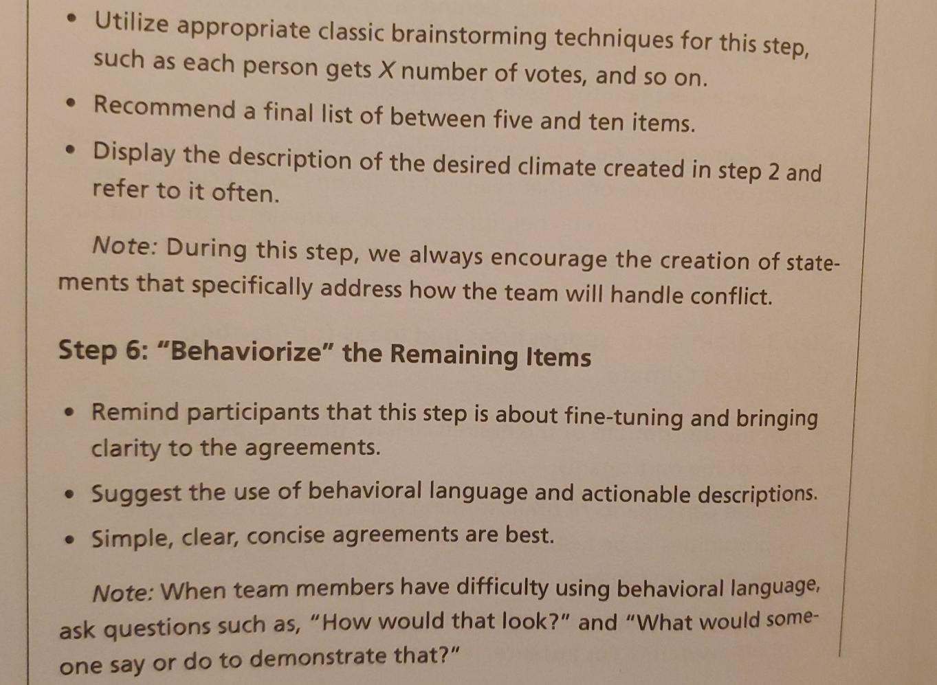 Develop your own Team Agreement as shared in an