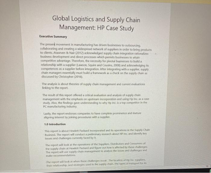 i need a summary about this case Global Logistics