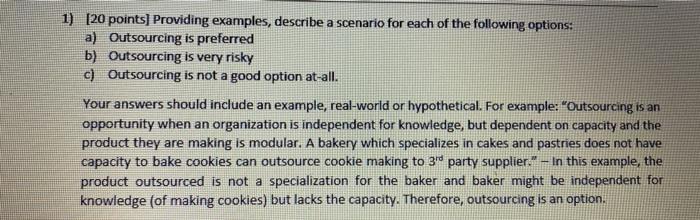 1) (20 points) Providing examples, describe a