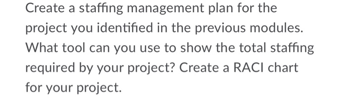 Create a staffing management plan for the project