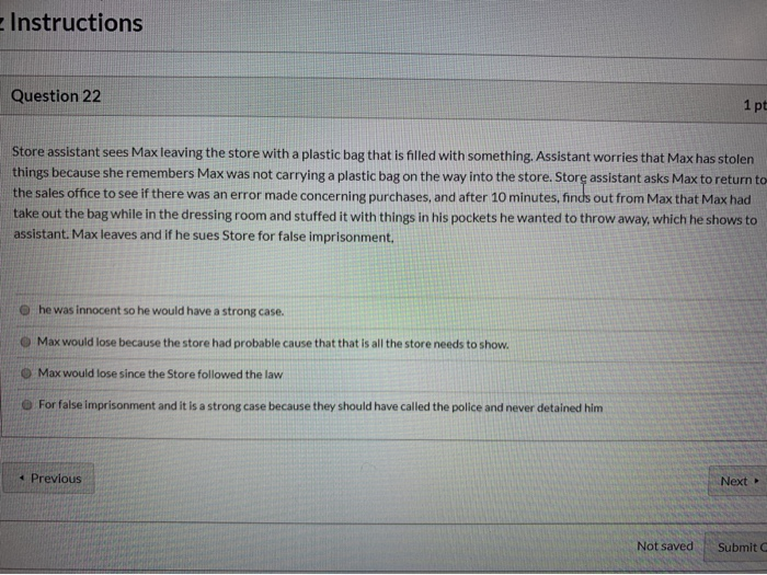 Instructions Question 22 Store assistant sees Max