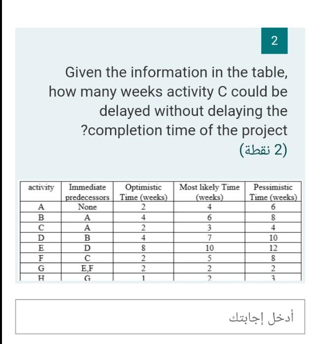 Please solve the question 2 Given the information