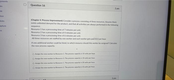 truments Question 16 2 pts ble bus apture m