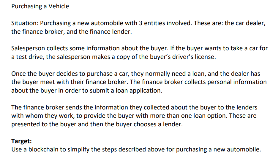 Example of the Format: Purchasing a Vehicle