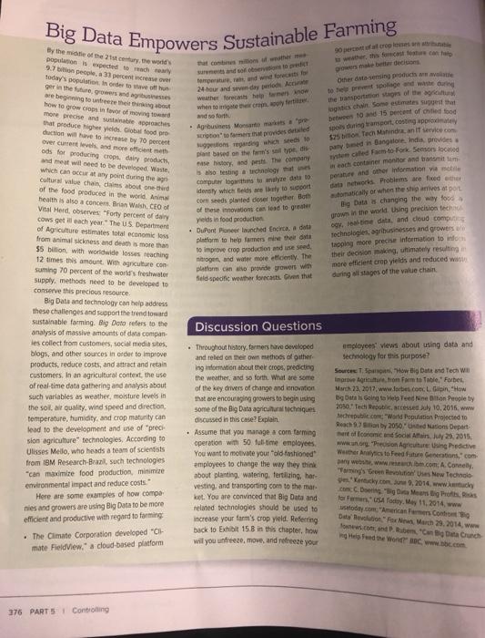 answer two discusion questions separately, Big