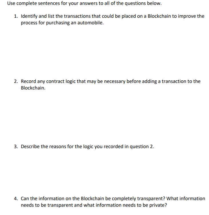 Example of the Format: Purchasing a Vehicle