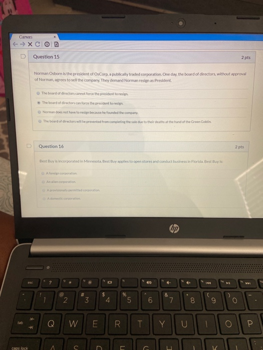 question 15 Canvas XCOD Question 15 2 pts Norman