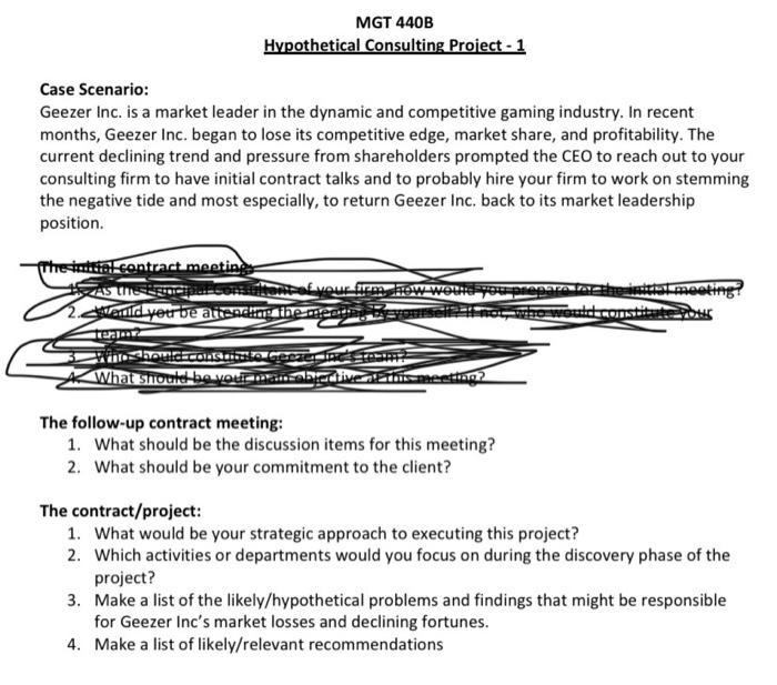 MGT 440B Hypothetical Consulting Project - 1 Case