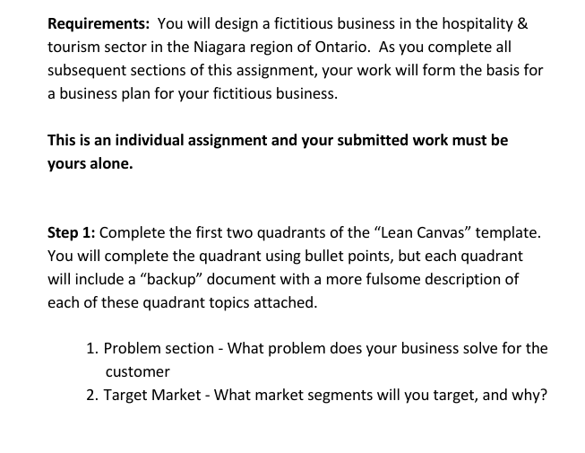 Requirements: You will design a fictitious