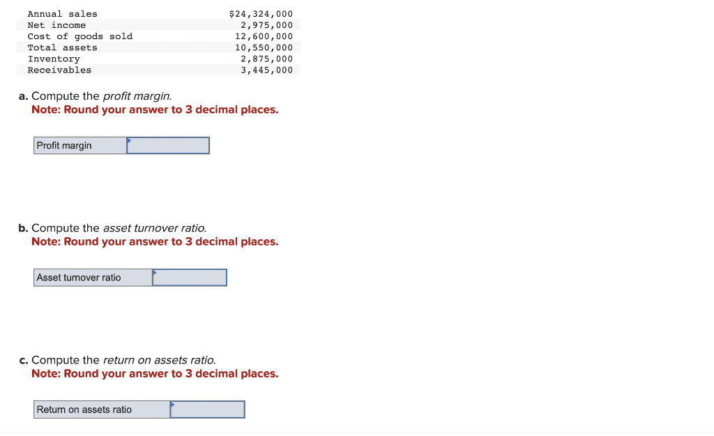 a. Compute the profit margin. Note: Round your