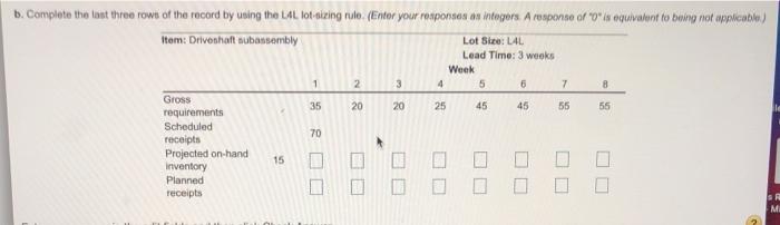 please answer part B b. Complete the last three