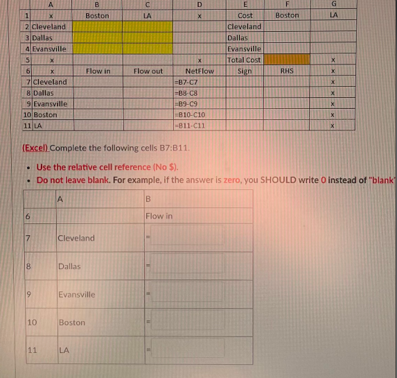 B D F LA G LA 1 Boston X Boston E Cost Cleveland