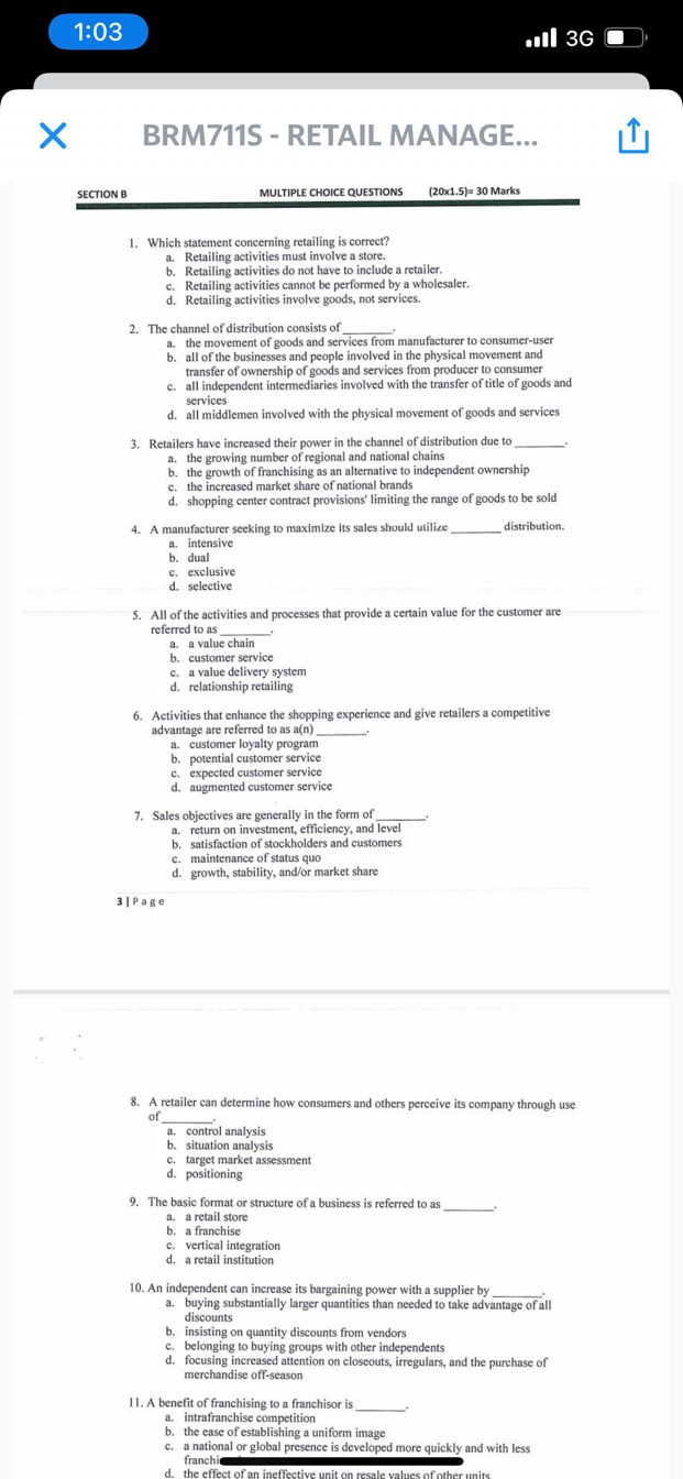 1:03 ..Il 3G BRM711S - RETAIL MANAGE... SECTION B