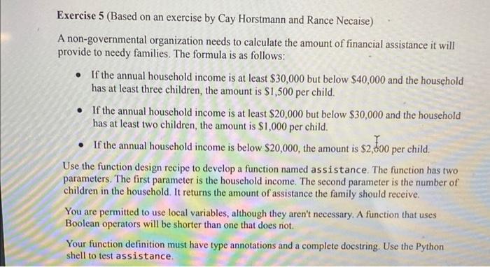python Exercise 5 (Based on an exercise by Cay