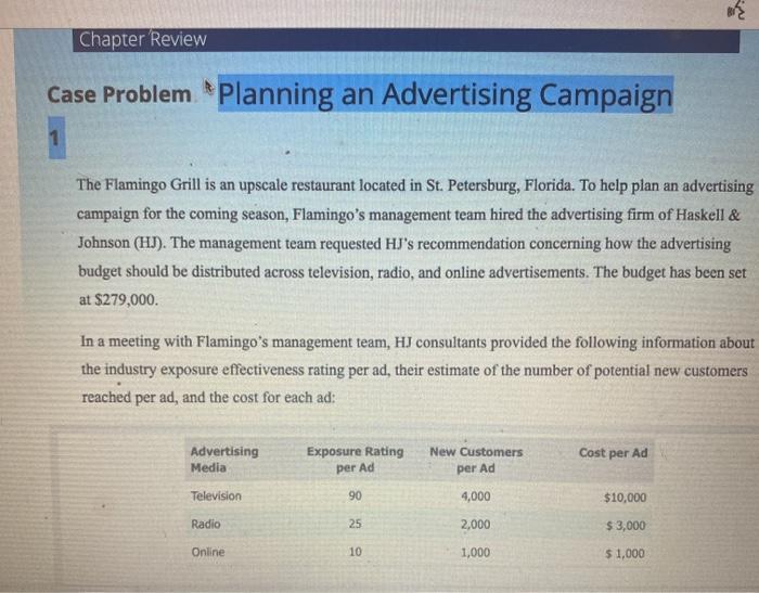 Chapter 'Review Case Problem Planning an