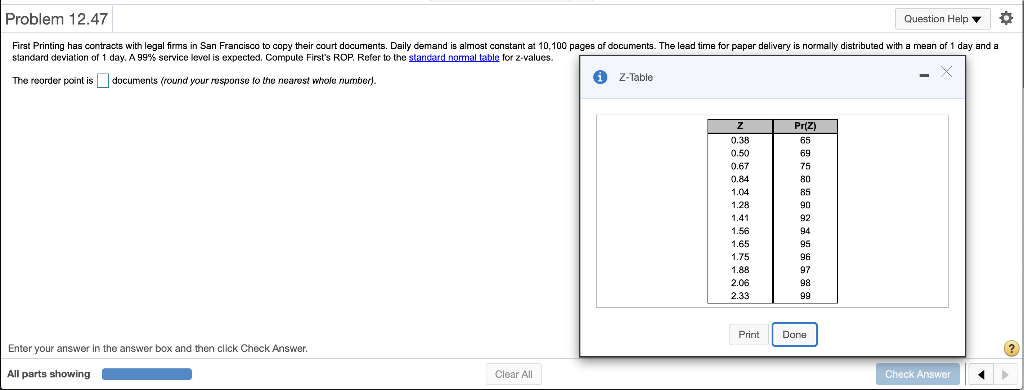 Problem 12.47 Question Help First Printing has