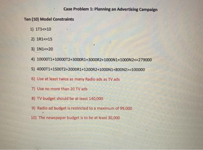 Chapter 'Review Case Problem Planning an