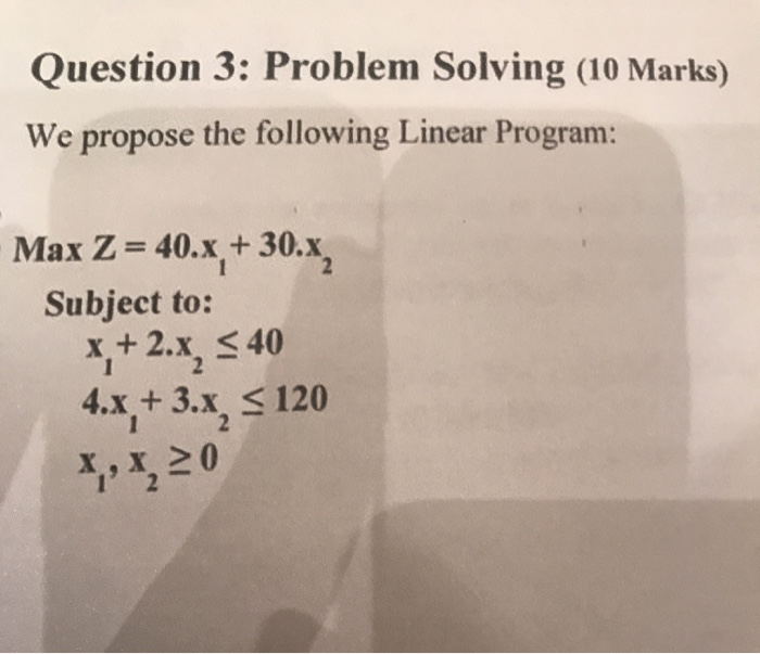 dont solve it by excel Question 3: Problem