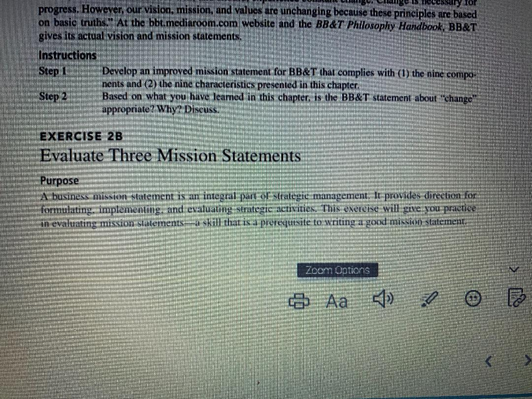 Evaluate three mission statements by completing