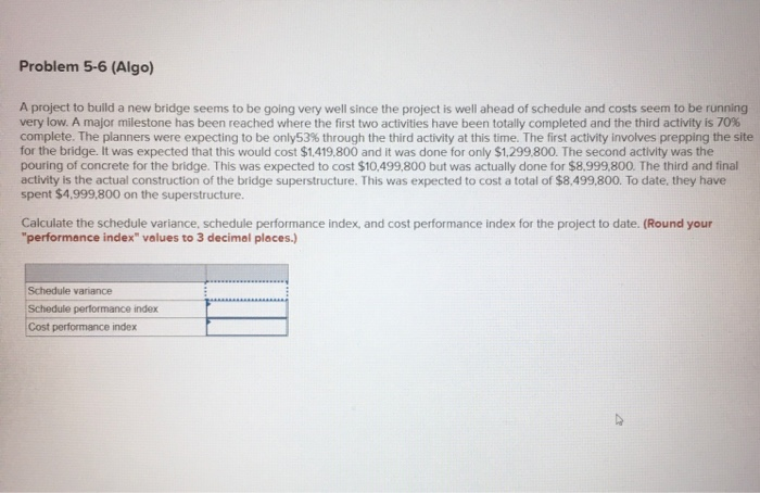 Problem 5-6 (Algo) A project to build a new