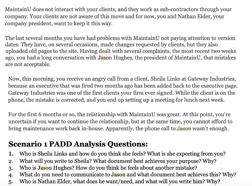 SCENARIO 1: MaintainU and Outdated Webpages You