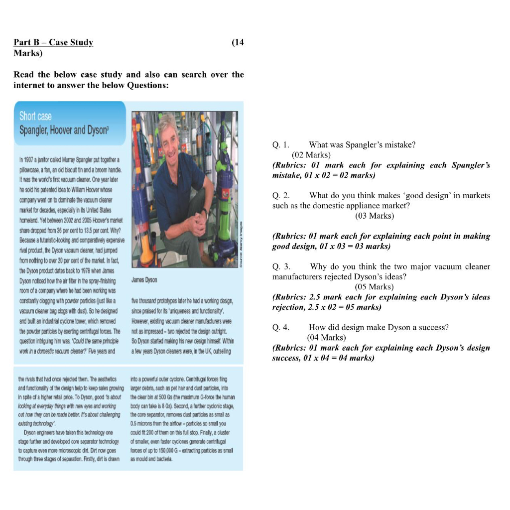 (14 Part B - Case Study Marks) Read the below