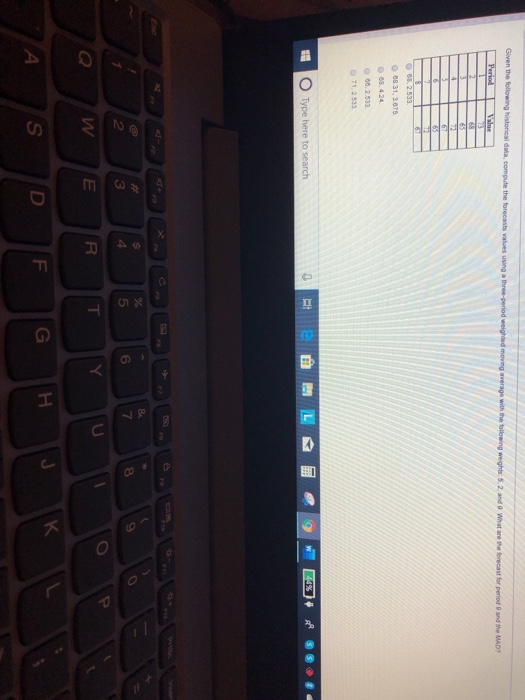 Given the following historical data, compute the