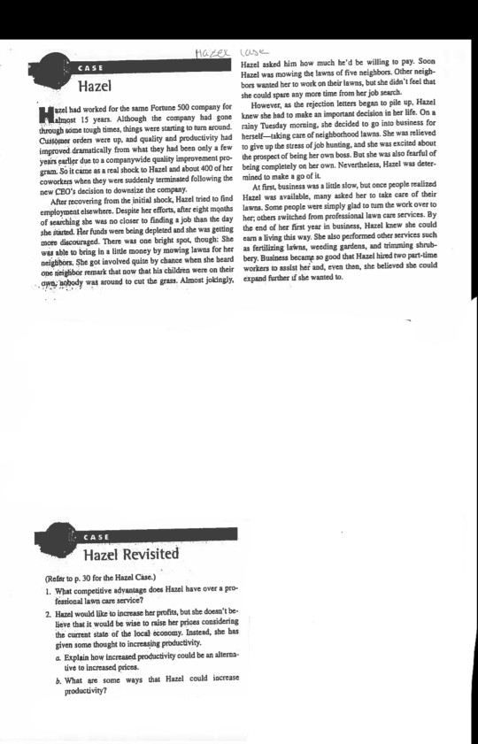 Q 1 & 2 H: Ha ex case CASE Hazel asked him how