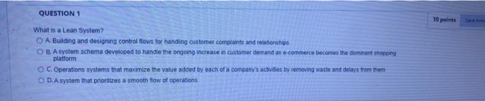 1, answer asap QUESTION 1 10 points What is a