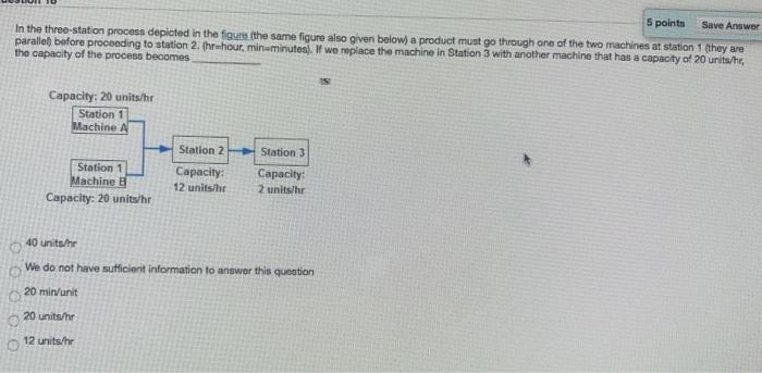 5 points Save Answer In the three-station process