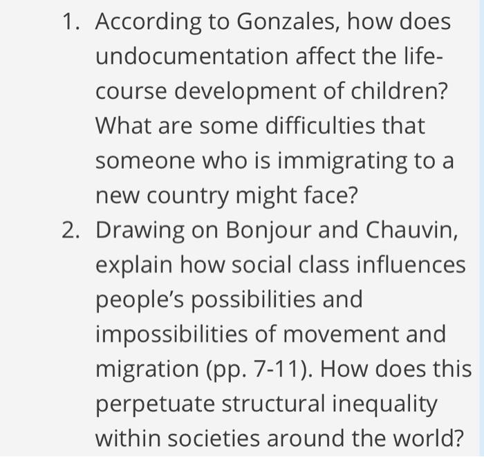 1. According to Gonzales, how does
