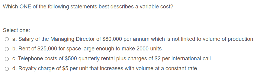 accounting multiple choice question, choose only