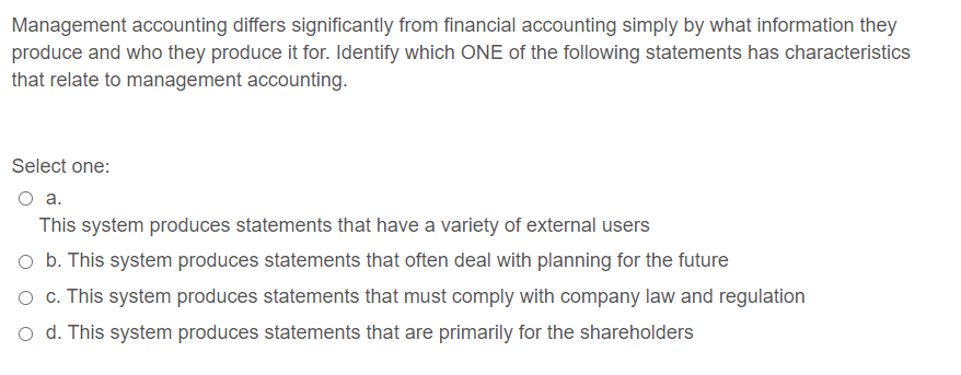 accounting multiple choice question, choose only