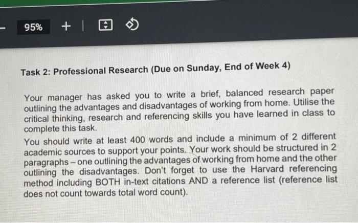 95% + 10 O Task 2: Professional Research (Due on