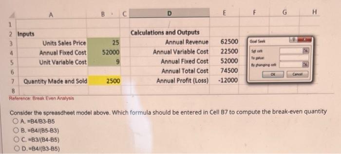 Reference: Break Even Analysis Consider the