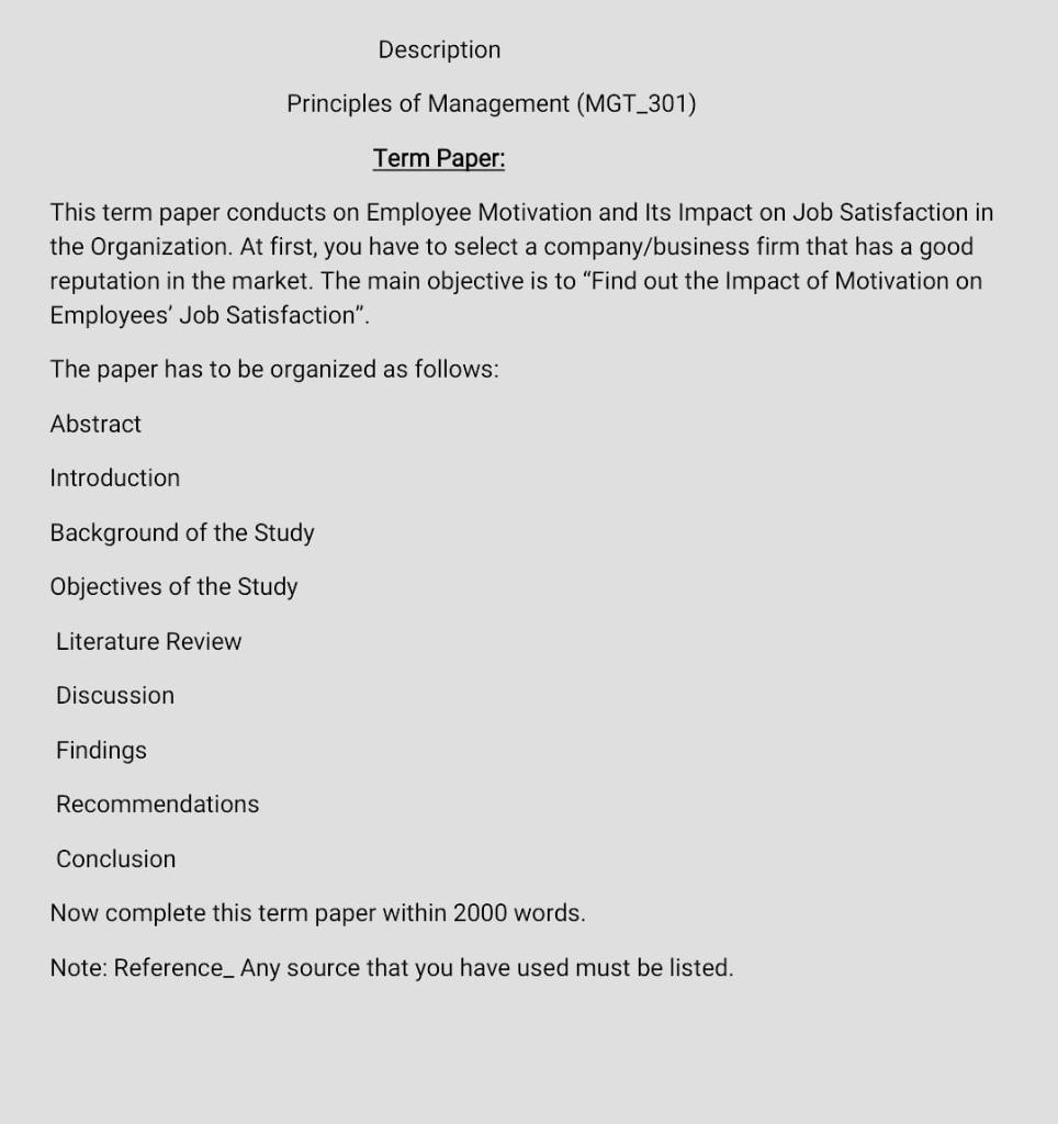 Description Principles of Management (MGT_301)