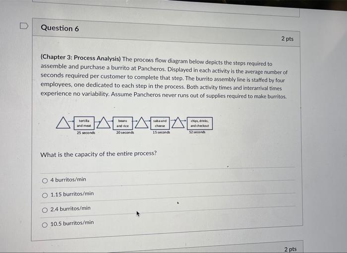 Question 6 2 pts (Chapter 3: Process Analysis)