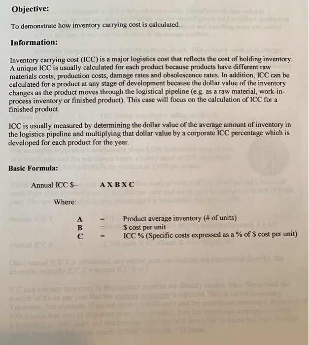 Objective: To demonstrate how inventory carrying