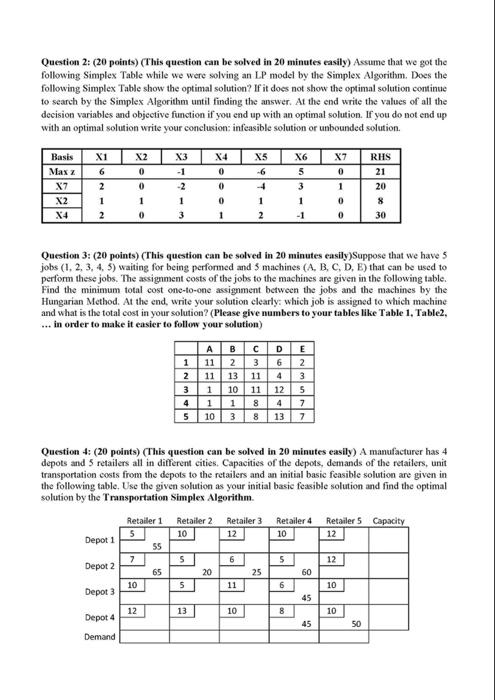 Question 2: (20 points) (This question can be