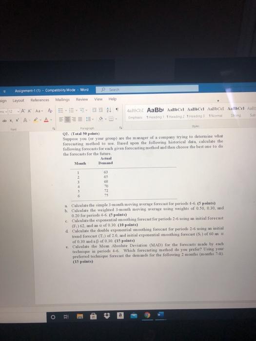 Assignment 1(1). Compatty Mode - Word DS ign