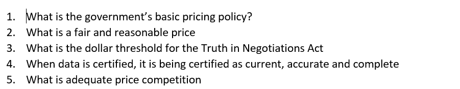 1. What is the government's basic pricing policy?
