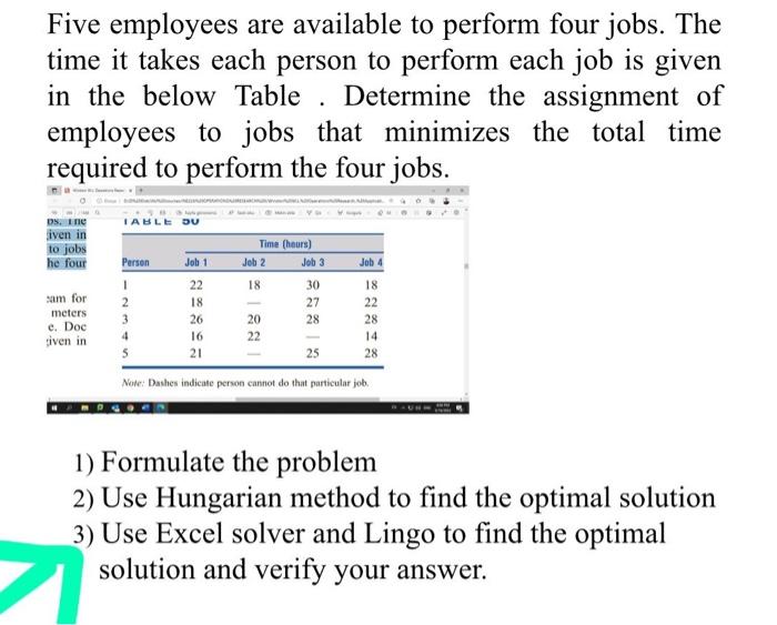 only part three please Five employees are