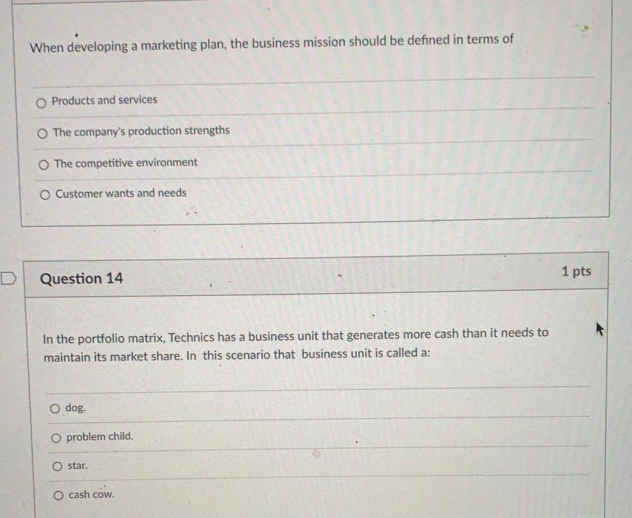 When developing a marketing plan, the business