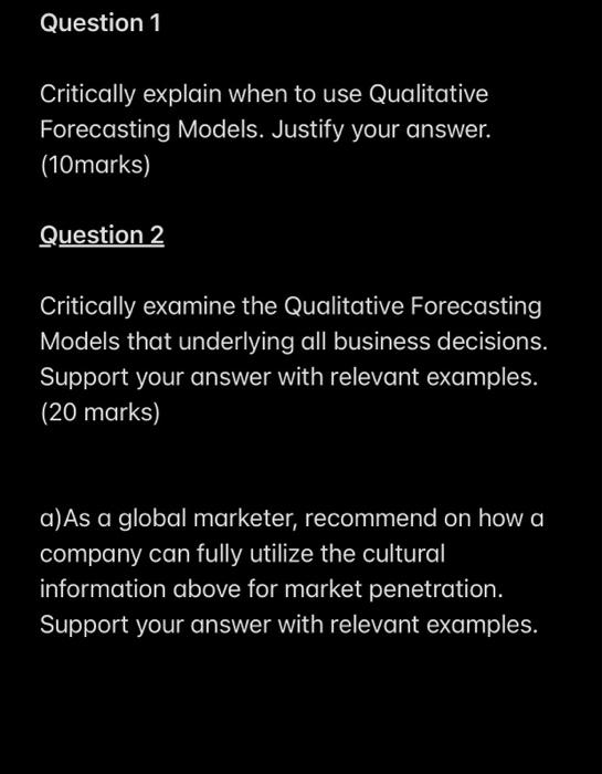 Question 1 Critically explain when to use