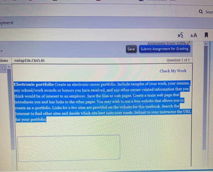 Q Sear eyment AA Assiinment Score: 0.00% Submit