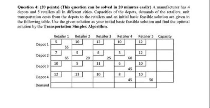 12 10 12 Question 4: (20 points) (This question