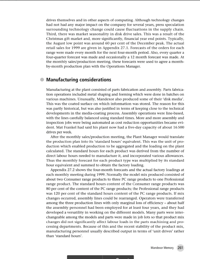 Case Study: MANDEXOR MEMORY QUESTIONS: 1 What