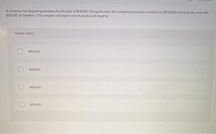 A company has beginning inventory for the year of