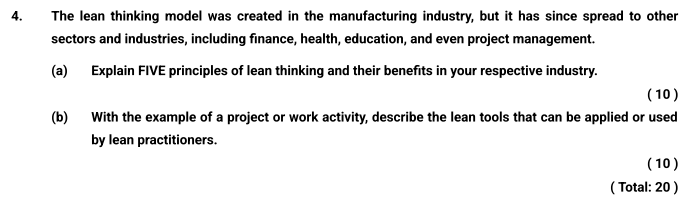 4. The lean thinking model was created in the